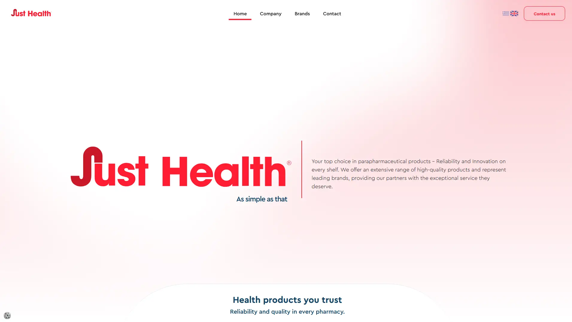 Screenshot of Website for Just Health