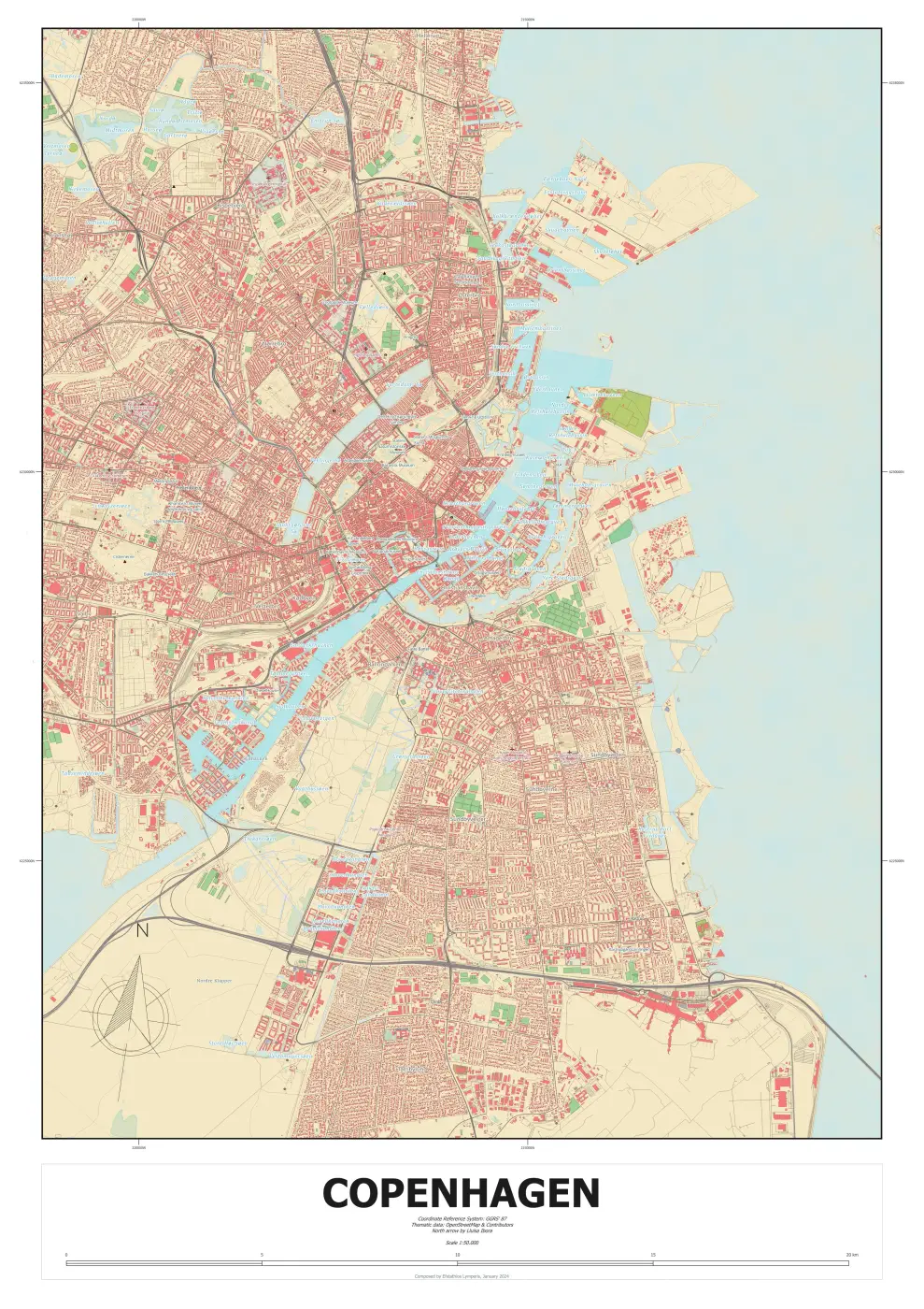 Copenhagen: Warm Style Street Map