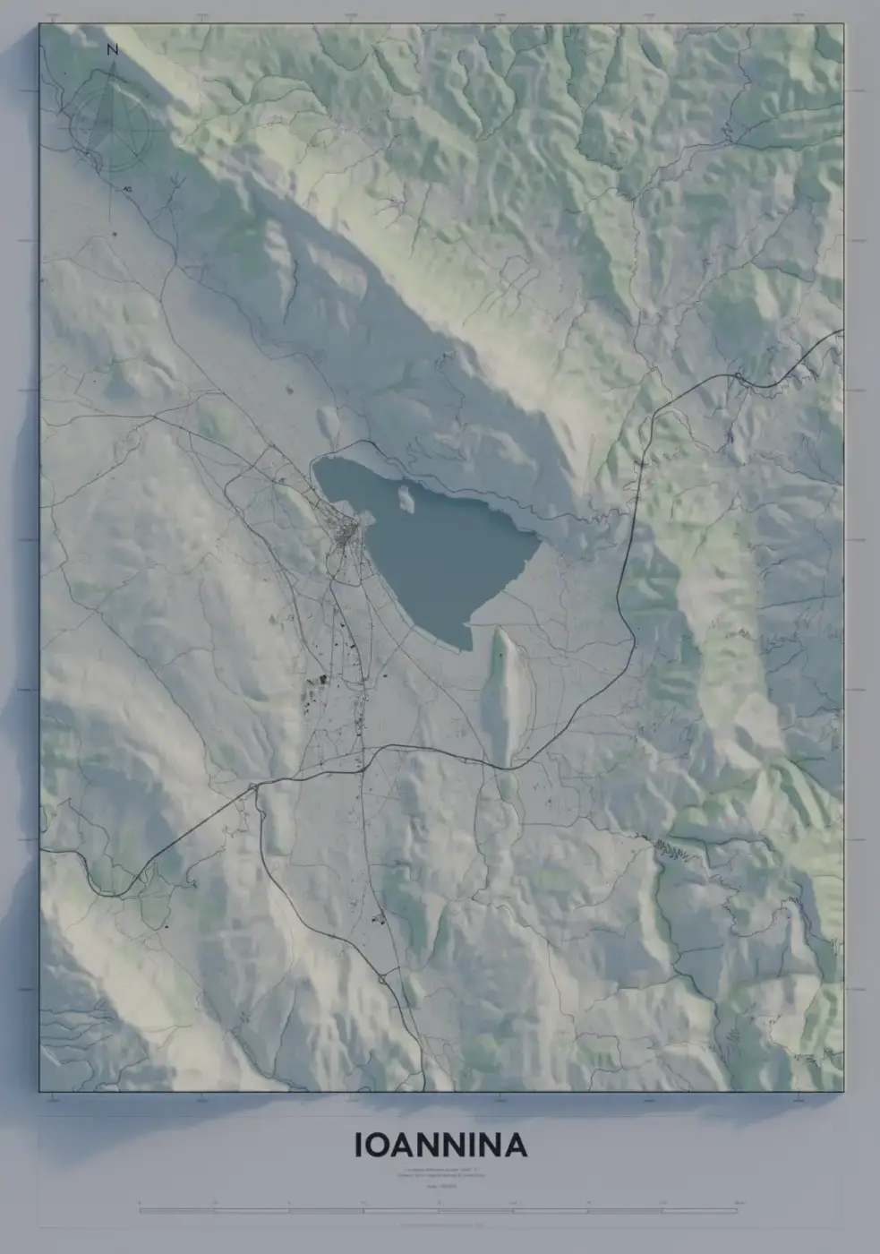 Ioannina: Topographic Map, rendered in Blender
