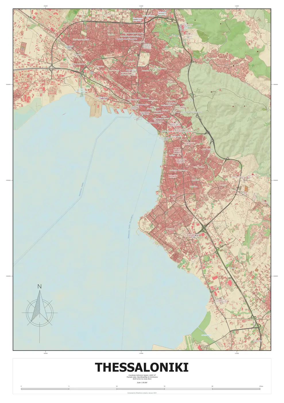 Thessaloniki: Warm Style Street Map